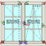 Draai/draaikiep raamkozijn bxh 140cm x 140cm met ruitverdeling