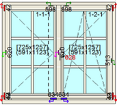 Draai/draaikiep raamkozijn bxh 150cm x 135cm met ruitverdeling