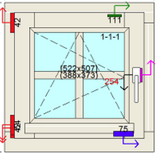 Draai/kiep raamkozijn bxh 60cm x 60cm met ruitverdeling