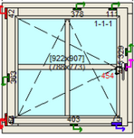 Draai/kiep raamkozijn bxh 100cm x 100 cm met ruitverdeling