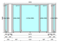 Kunststof erker, totale bxh 3555&times;1980