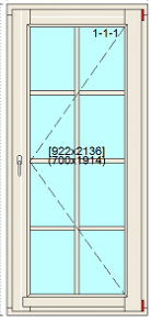 Enkele deur bxh 100cm x 220cm met ruitverdeling 2&times;4