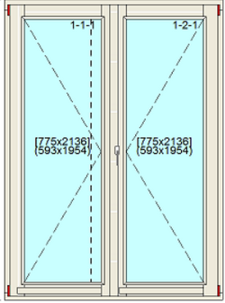 Openslaande deuren bxh 160cm x 220cm zonder ruitverdeling