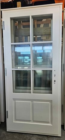 Enkele deur bxh 100cm x 220cm met ruitverdeling 2×3 en 1/4 paneel