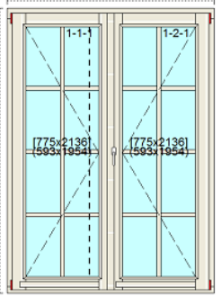 Openslaande deuren bxh 160cm x 220cm met 4×4 ruitverdeling